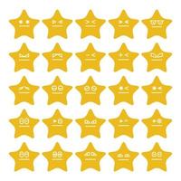 yellow star emoticon vector set