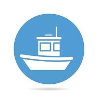 fishing boat in blue circle button vector