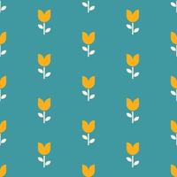 Pattern with abstract geometric yellow tulip and turquoise background in bauhaus style vector