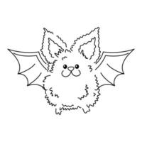 Cute cartoon baby bat in doodle style. Vector illustration