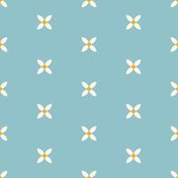 Pattern with abstract geometric daisies and blue background. Bauhaus style vector