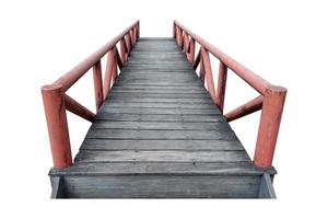 Wood bridge isolated on white background have clipping path photo