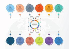 Infographic with 12 steps, process or options. vector