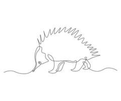 abstract echidna, hedgehog Continuous One Line Drawing vector