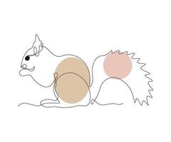 abstract squirrel, rodent Continuous One Line Drawing vector