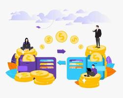 Business concept. vector illustrations, people links of one mechanism, business mechanism, abstract background with gears, people are engaged in business promotion, new ideas and strateg. EPS-10.