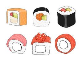 Sushi. vector ilustración.conjunto de elementos en un blanco antecedentes