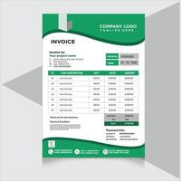 A green and white invoice template for company logo invoice vector