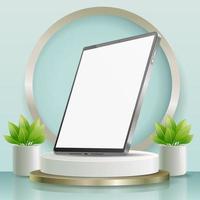 3D Silver Tablet Pad Mockup vector