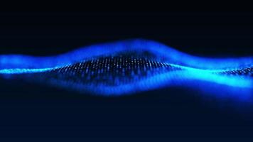 Abstract digital particle wave and light abstract background. Technology digital wave background concept. abstract motion wave blue dots with glowing defocused particles background. video