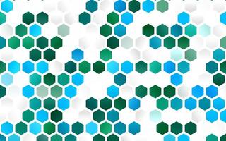 Light Blue, Green vector backdrop with hexagons.