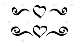 Hand drawn heart shape and ribbon ornament. vector