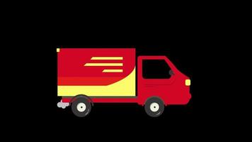 delivery truck icon animation video transparent background with alpha channel
