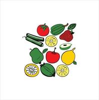 Beautiful vegetables and fruits icon vector art