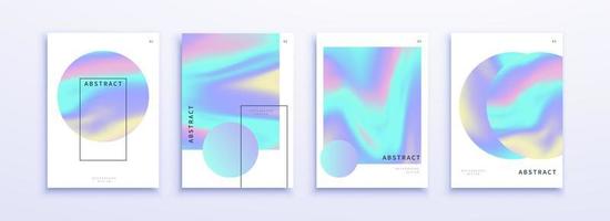 Cover template set with holographic gradient design, for brochure, presentation, flyer and booklet cover use vector