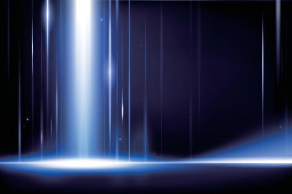 Futuristic abstract light rays on dark indigo blue background, 3d illustration