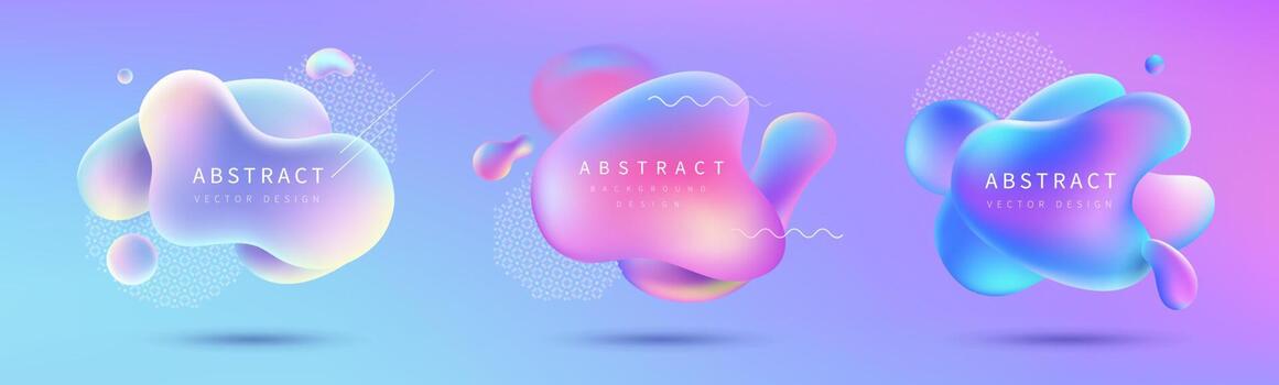 Set of abstract gradient elements in futuristic fluid design vector