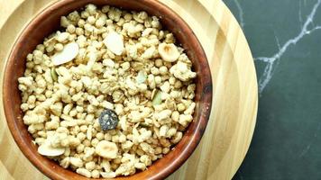 detail shot of granola Musli in a bowl video