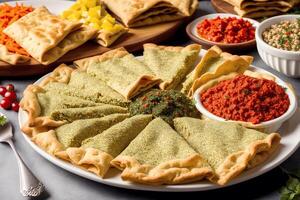 Turkish cuisine. Tasty Pilav with rice and vegetables served on plate, closeup. doner kebab. Dolma, photo