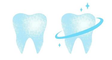 Vector set emblems of tooth in retro style.