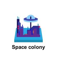 Space, space colony color vector icon illustration