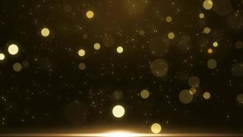 Gold lights rays stage scene for award winning event, abstract particle glitter photo