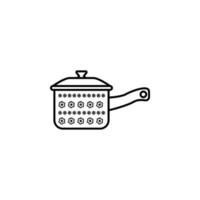 cooking pot, saucepan, food preparation container vector icon illustration