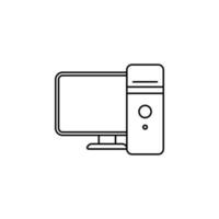 desktop computer line vector icon illustration