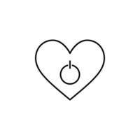 heart shaped power button vector icon illustration