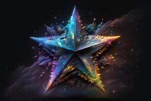 Colorful holographic star shape. photo