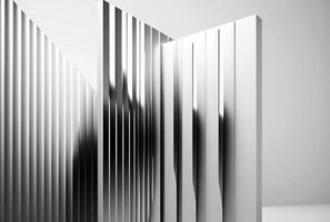 White and grey metallic minimal stripes abstract background. photo