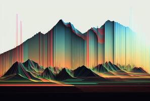 Distorted glitch mountains landscape. photo