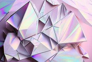 Holographic low poly foil abstract background. photo