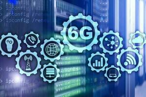 Futura tecnología de comunicaciones rápidas. Concepto de conexión de red 6g. tecnología inalámbrica móvil de alta velocidad foto