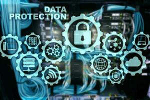 Server data protection concept. Safety of information from virus cyber digital internet technology photo