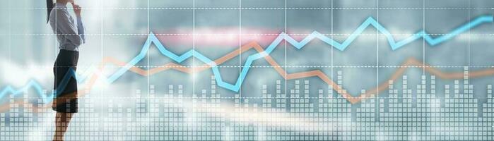 Red and blue growth chart. Concept of stock and exchange photo