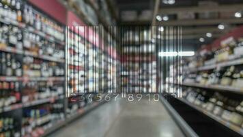 Barcode Mark Market Item Concept on blurred shop background photo