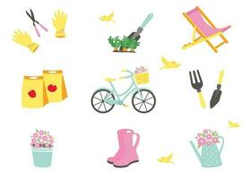 Gardening elements collection vector