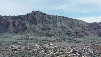 Montserrat mountain on a snowy winter day. video