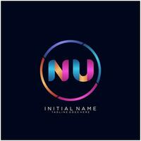 Letter NU colorfull logo premium elegant template vector