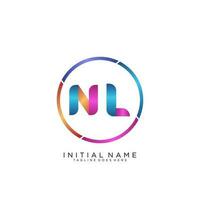 Letter NL colorfull logo premium elegant template vector