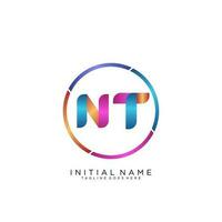 Letter NT colorfull logo premium elegant template vector