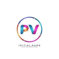 Letter PV colorfull logo premium elegant template vector