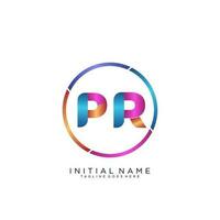 Letter PR colorfull logo premium elegant template vector