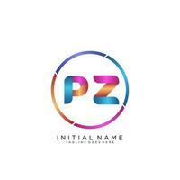 letra pz colorido logo prima elegante modelo vector