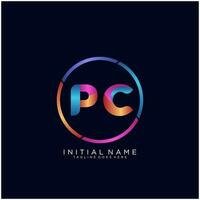 Letter PC colorfull logo premium elegant template vector