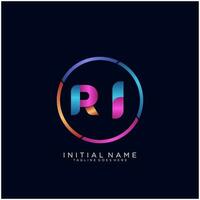 Letter RI colorfull logo premium elegant template vector