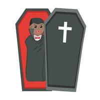 Dracula African Opened coffin design character on white background vector