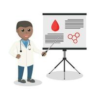 doctor African giving presentation information design character on white background vector