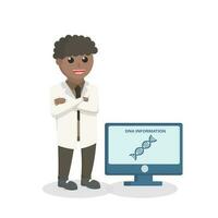 scientists african test dna information design character on white background vector